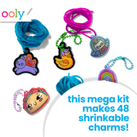 Ooly shrinking art kit ball chains in bright colors for DIY keychains.