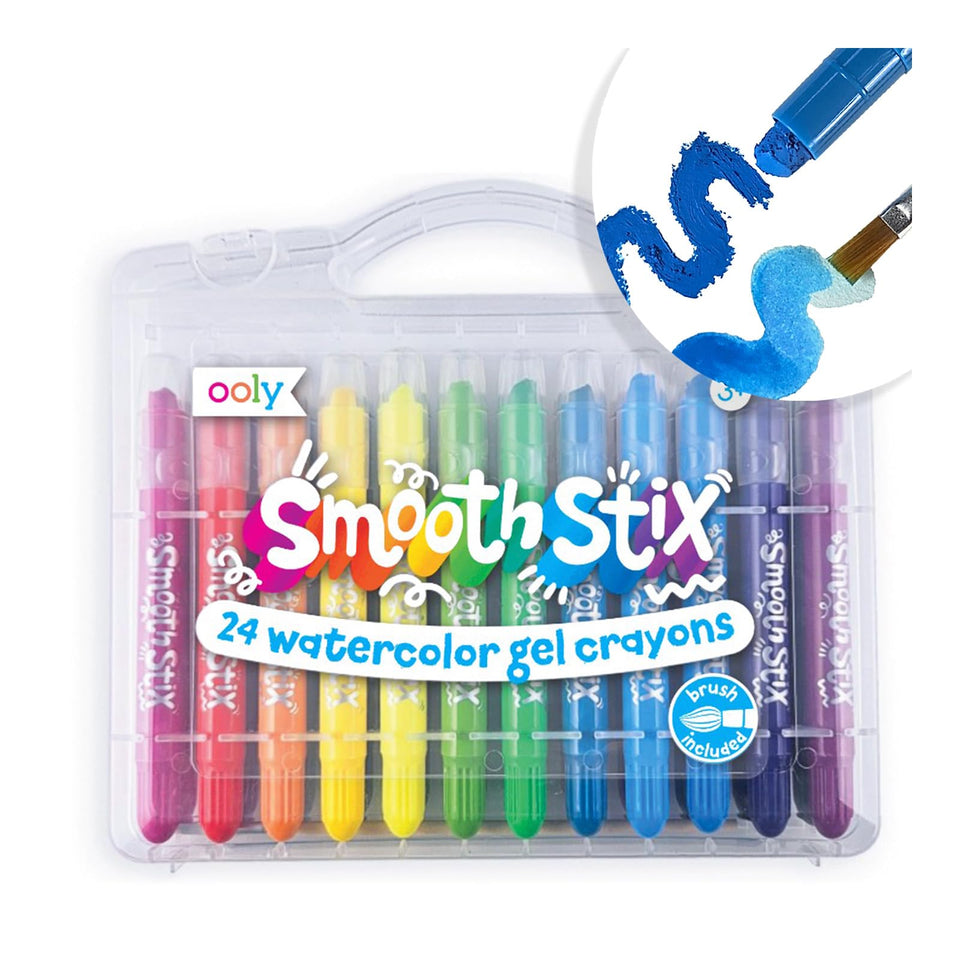 Ooly Smooth Stix Gel Crayons, 24 colors in a box, bold pigments for glass and paper.