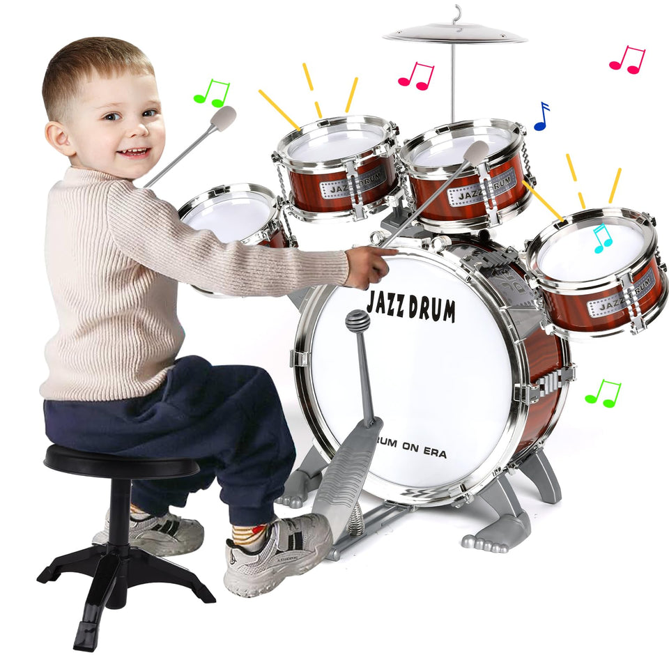 OoneWiser Kids Drum Set bass drum for toddlers supports rhythm exploration and pretend concerts.