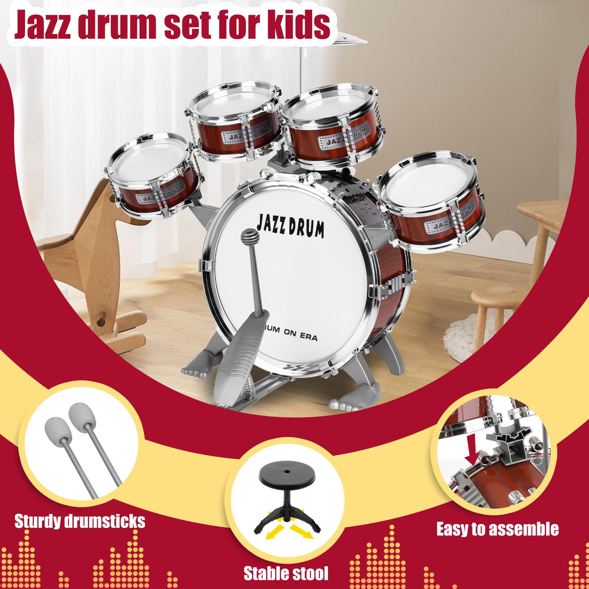 OoneWiser drumsticks are kid-friendly for easy gripping.