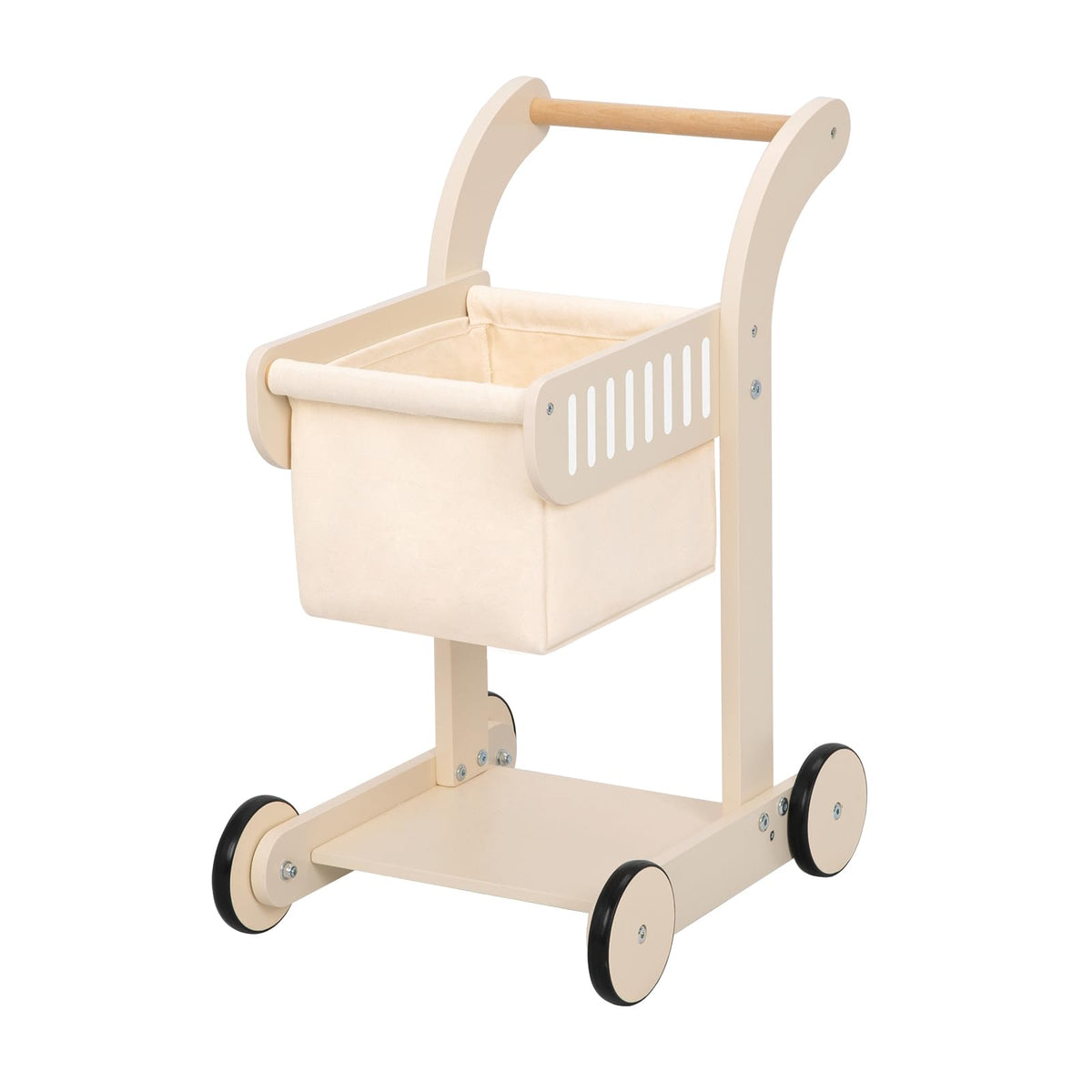 OOOK baby push walker in wooden front view shows a sturdy design for early steps