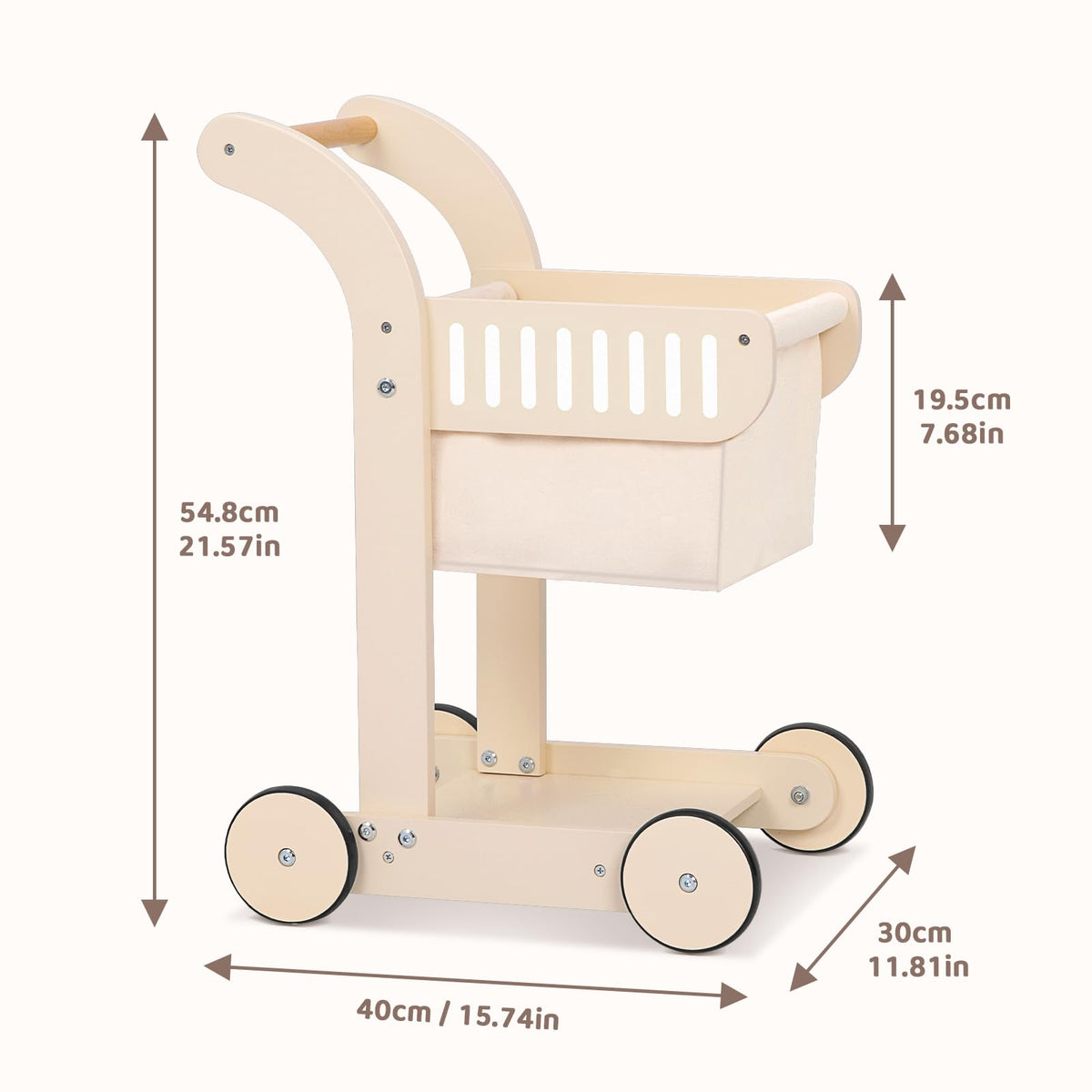 OOOK baby push walker wooden side view highlighting smooth surfaces and safe edges