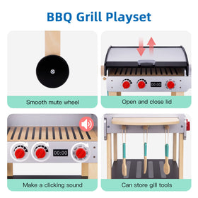 OOOK shelves hold toy foods for quick barbecue assembly.