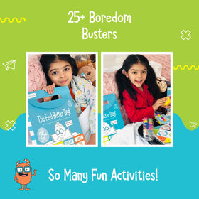 Open The Joy Feel Better Bag activity book open for doodling and brain games
