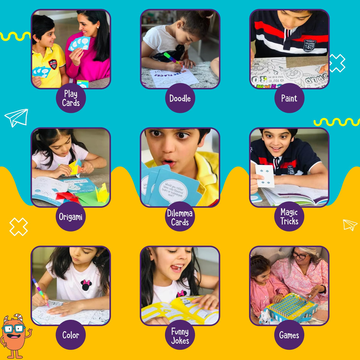 Color posters, paints, and posters included in the Feel Better Box for art play.