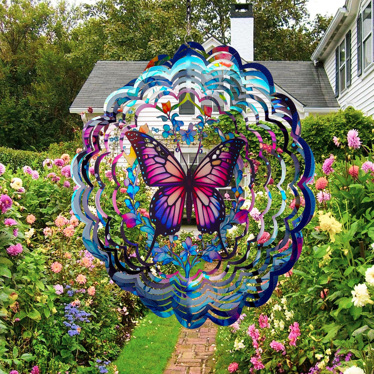 Opjoy 3D butterfly wind spinner metal design with reflective spin.