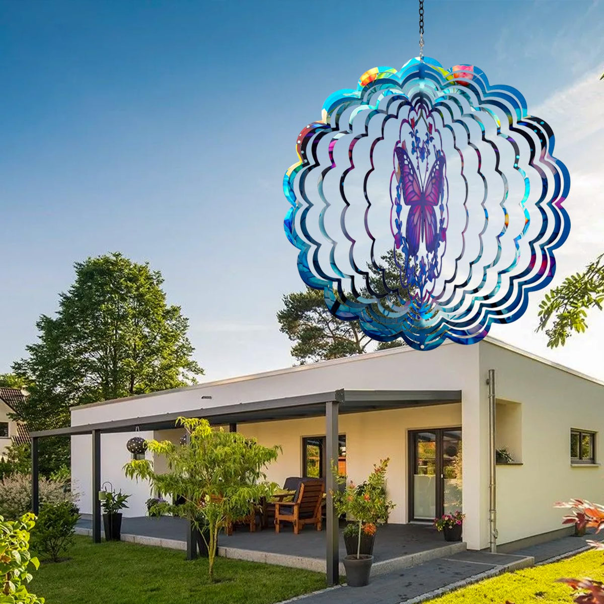 Opjoy garden decor butterfly wind spinner enhances patios, balconies and yards.