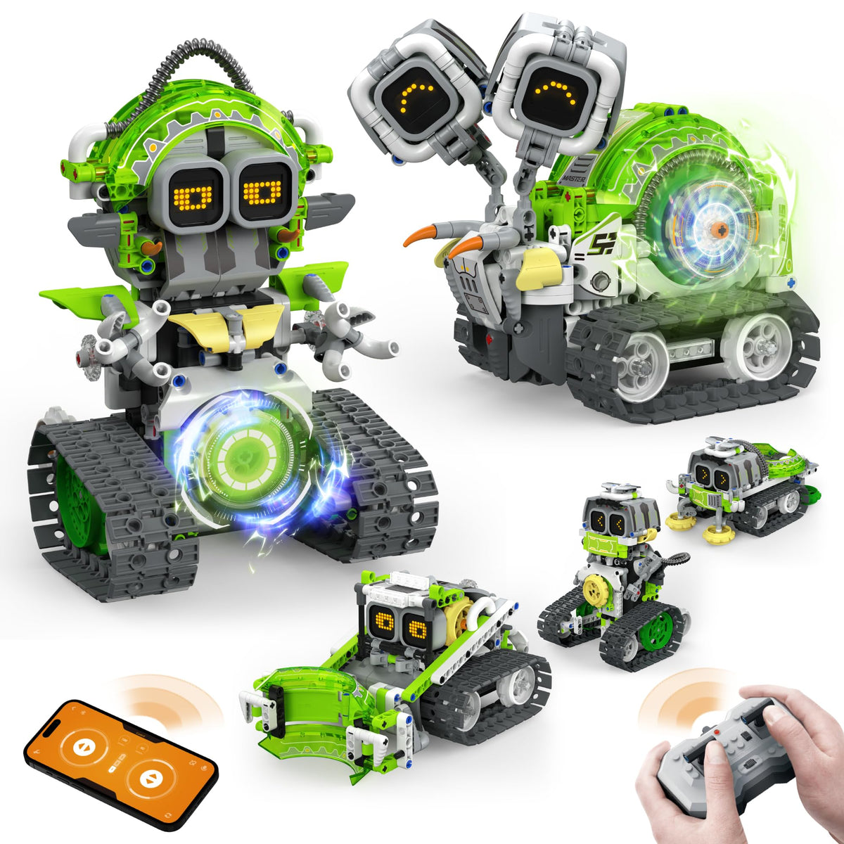 Opmind 5in1 STEM AI robot kit shown during assembly for hands-on learning