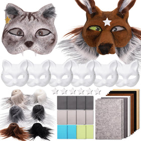 OPPKIE cat fox therian mask pack blank surface for personalized coloring.