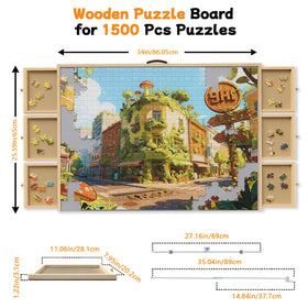 Opprut 1500-piece puzzle table with six drawers keeps puzzle pieces organized.