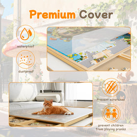 Opprut puzzle table features non-slip felt to keep pieces steady.