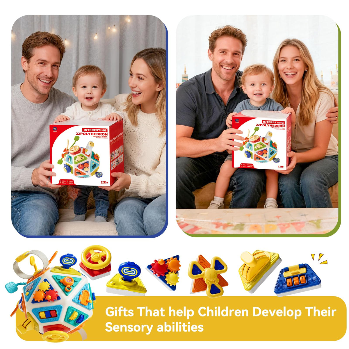 Oppvoci 22-in-1 Busy Board rounded corners ensure safe hands during play