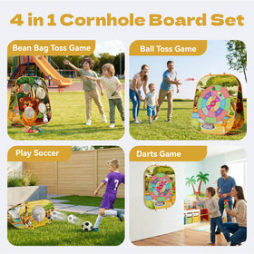 Oppvoci Cornhole board toy being assembled for quick outdoor fun