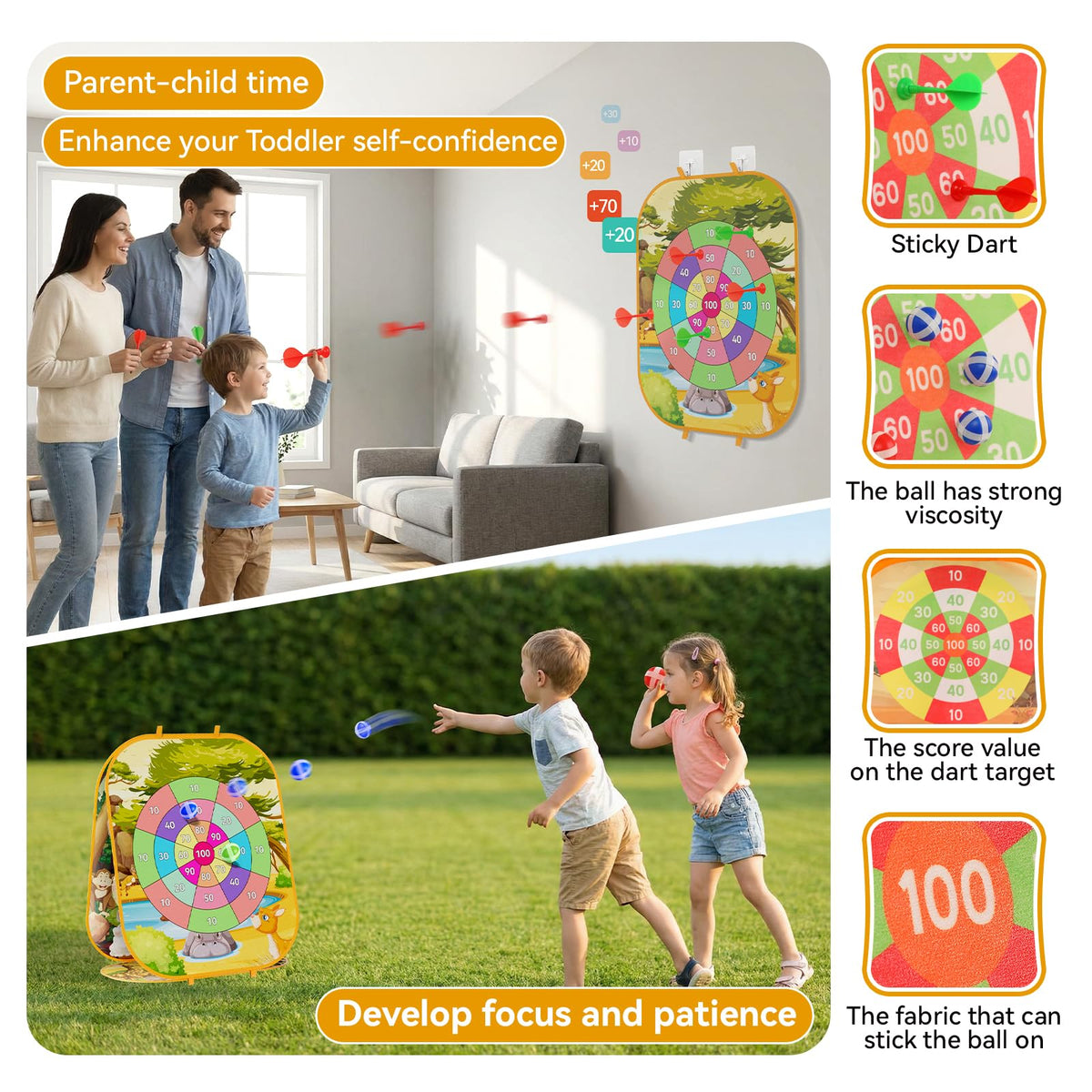 Oppvoci sticky balls designed for precise target throwing
