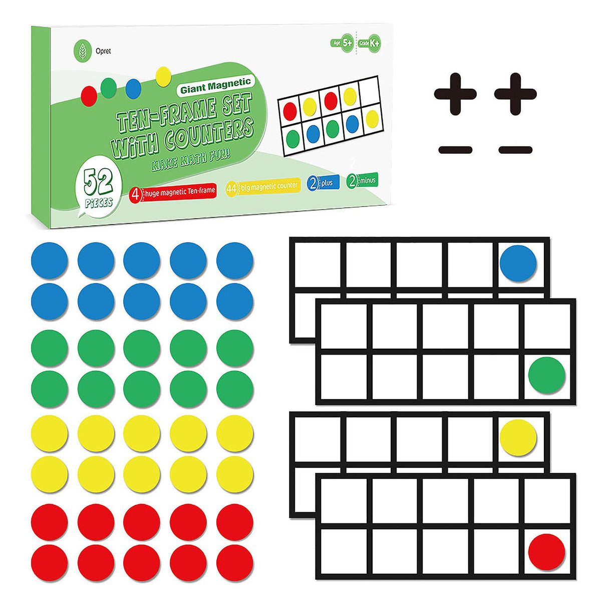 Opret big magnetic ten-frame trays support organized classroom practice and demonstrations