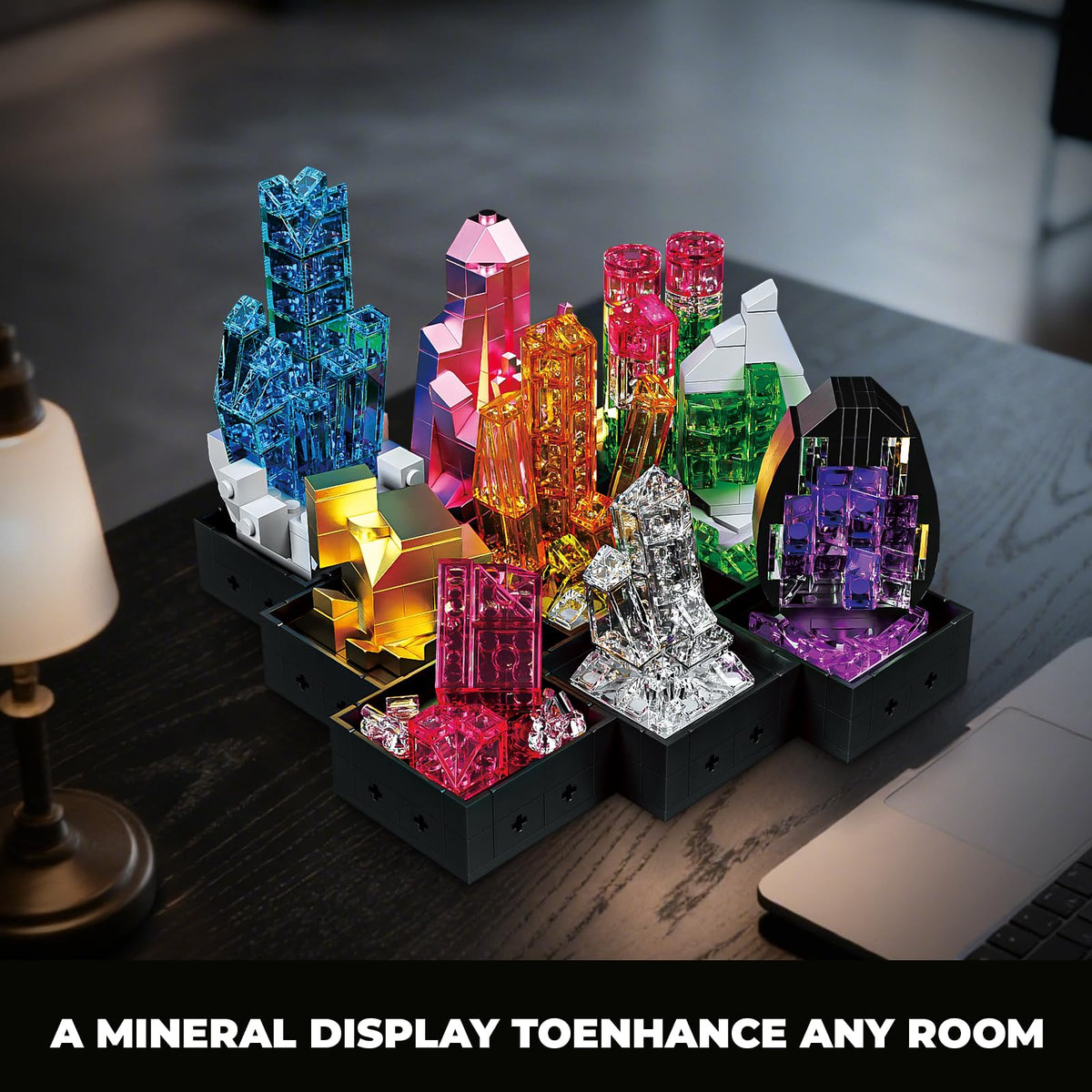 OQMI bonsai building toy highlights 614-pieces for creative, mindful play and display.