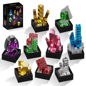 OQMI mineral building set with nine gemstones for a stylish desk display and hands-on learning.