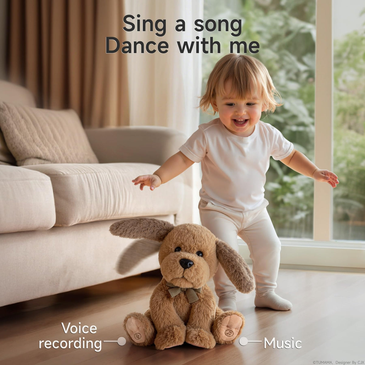 OR OR TU Baby Animated Plush Dog demonstrates the interactive recording feature