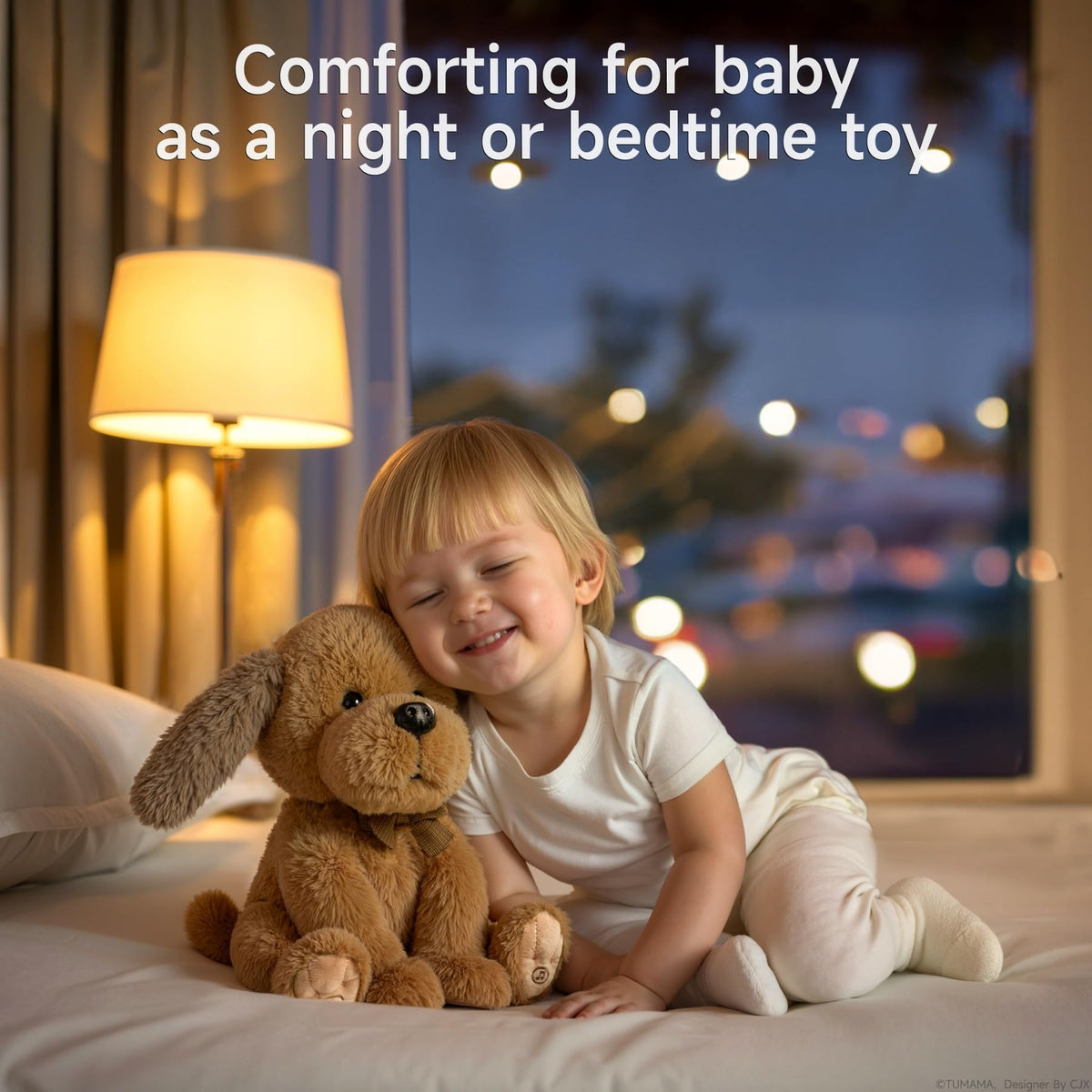 OR OR TU Baby Animated Plush Dog measures ten inches for compact playtime