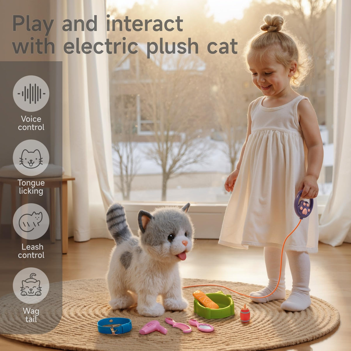 OR OR TU interactive plush cat with soft fur invites cuddly pretend play