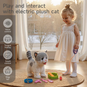 OR OR TU interactive plush cat with soft fur invites cuddly pretend play