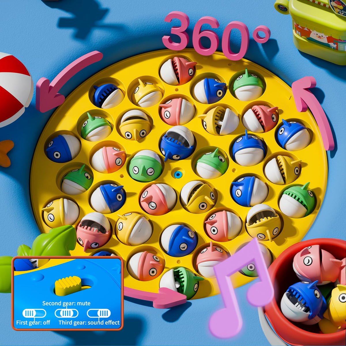 ORANGE OCEAN eight fishing rods in two designs for multiplayer play.