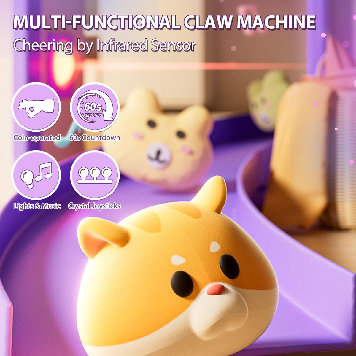 ORANGE OCEAN Large Claw Machine dimensions close-up