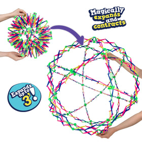 Hoberman sphere used in a breathing exercise for mindful focus.