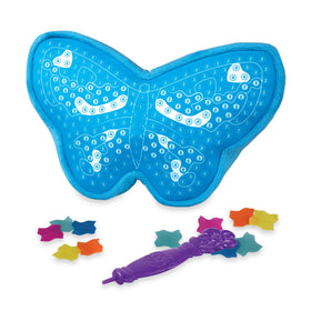 The Orb Factory PlushCraft Butterfly Pillow being assembled without sewing for mess-free crafting