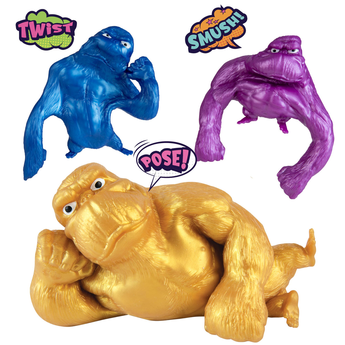 The Orb Factory Funkee Monkee Electric Blue Mega Monkee in squishy action for play