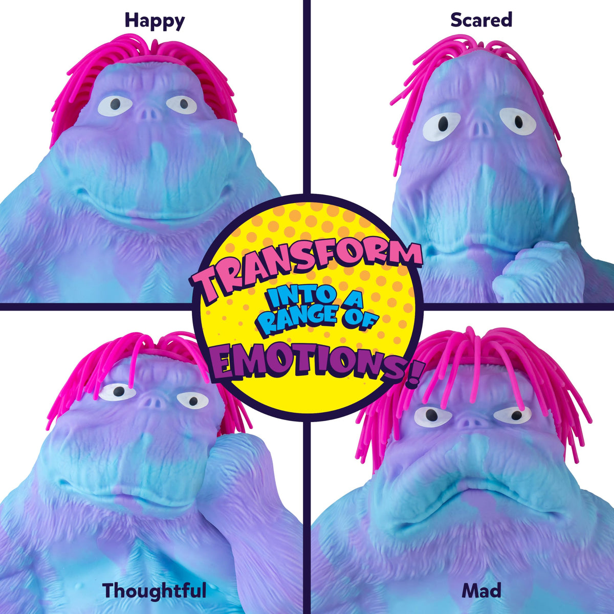 Orb Original Jumbo Hairdo Funkee Monkee close-up shows squishy texture ideal for stress relief.