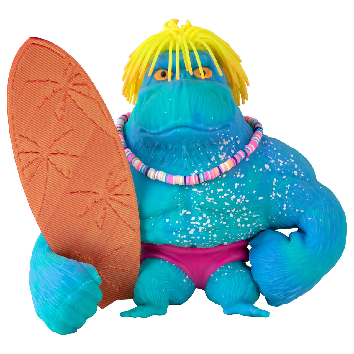Orb Factory Surfer Dude Funkee Monkee with blue skin and board shorts, desk decor