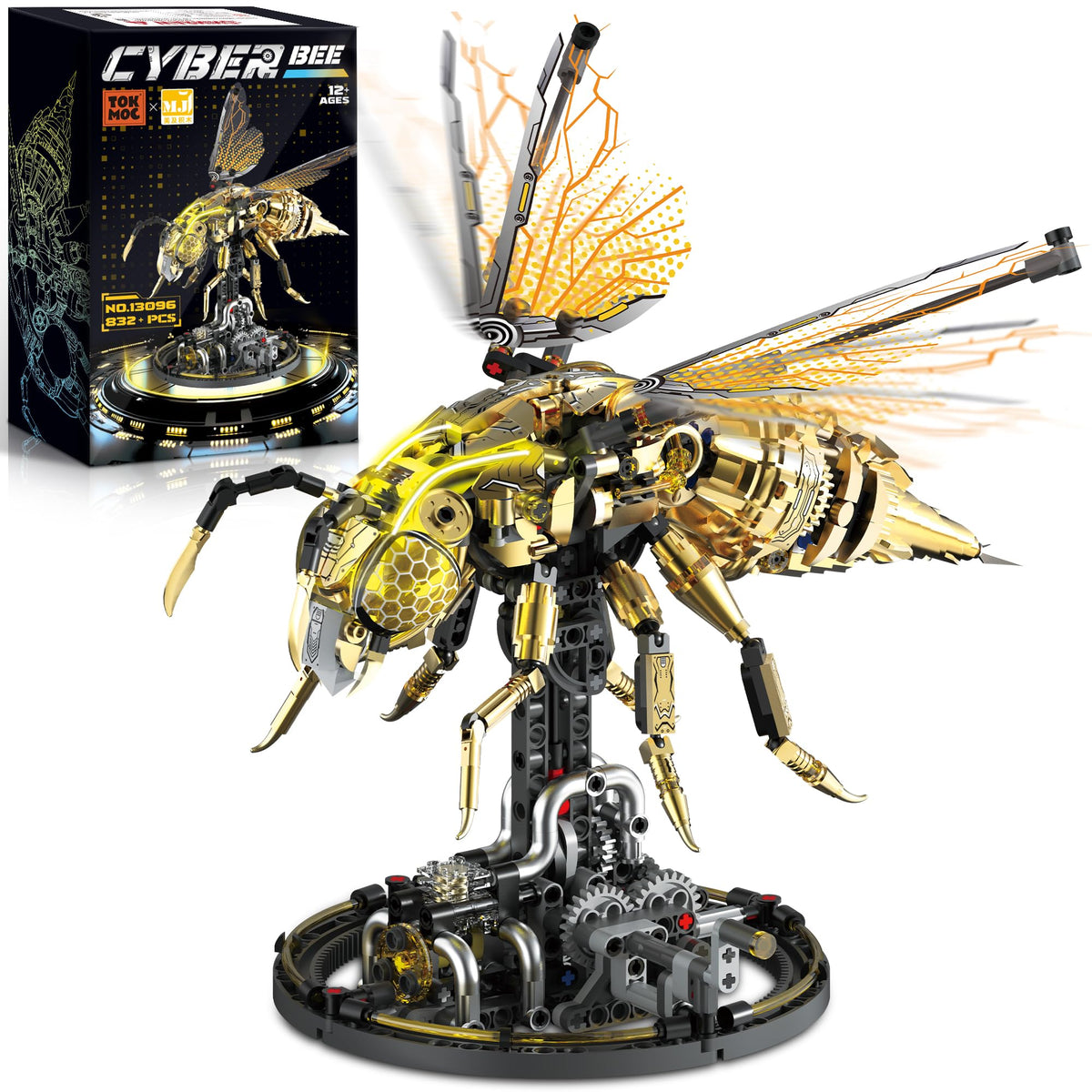 OrbBlaster mechanical bee with golden wings for display and creativity