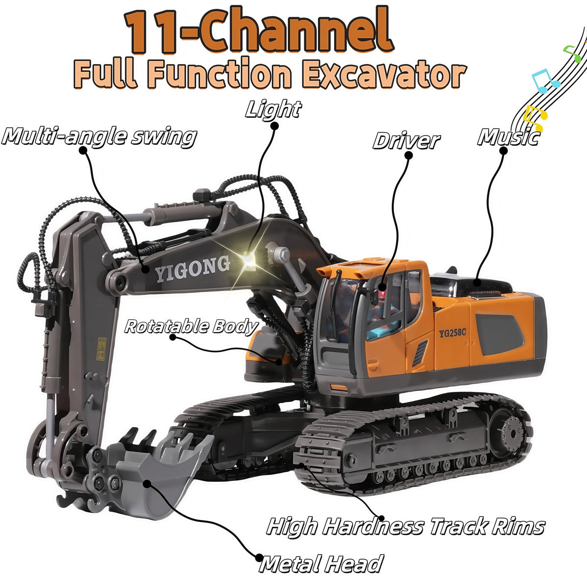 OrgaNatureQueen RC excavator arm in motion for precise operation