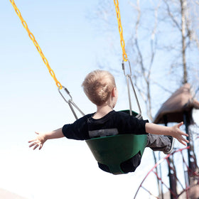 Orgrimmar weather-resistant swing designed for outdoor use in green.