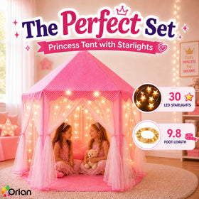 Orian Princess Tent LED star lights add magical glow to playtime.