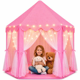 Orian Princess Tent pink exterior invites imaginative play and cozy hideaways.