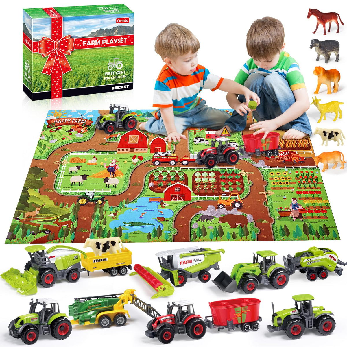 Oriate farm tractor toy with animals for imaginative play and early farming literacy