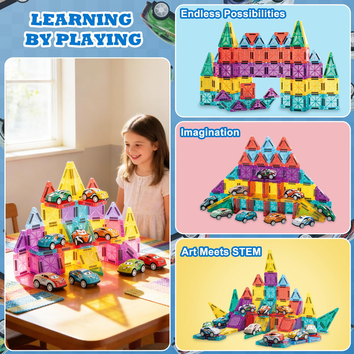 OrientFire STEM building tiles showcase squares and triangles for creative structures.
