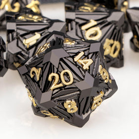 Orifantou crystal shards dice box; portable display case for metal D&D dice.