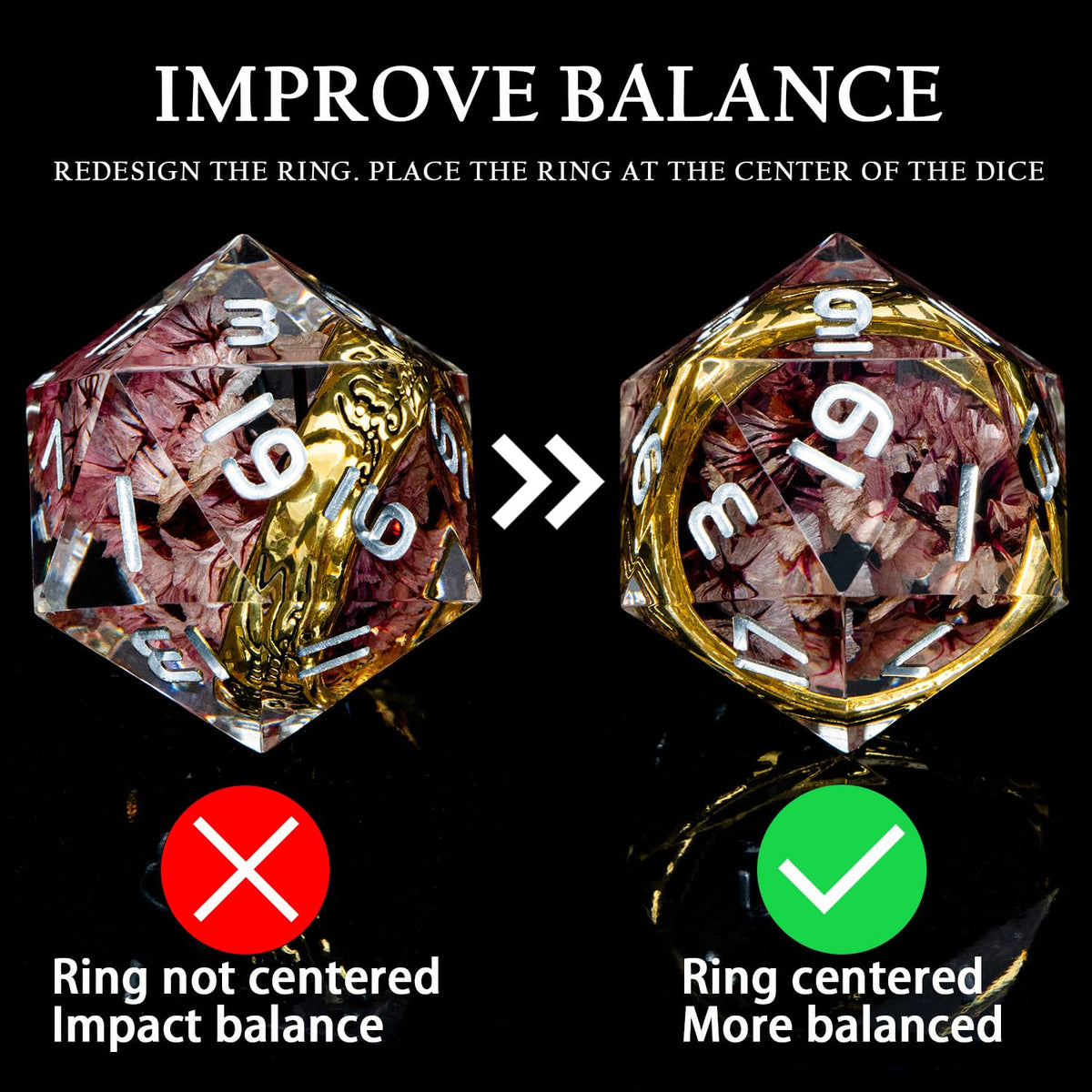 ORIFANTOU pattern ring design on DND dice adding heroic ambiance