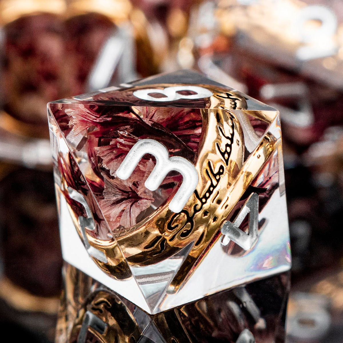 ORIFANTOU pink flower dice evoke thematic flair for fantasy sessions