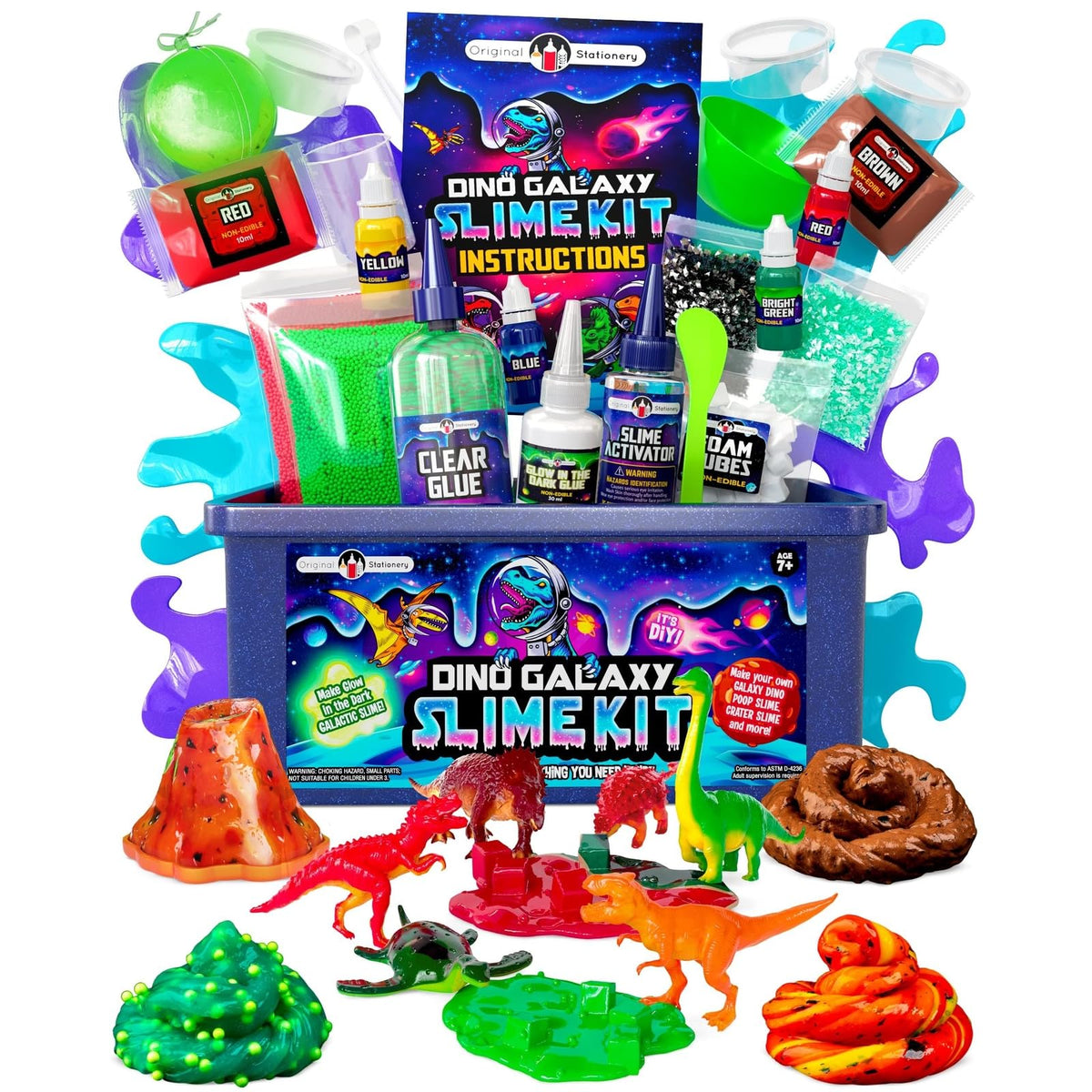 Original Stationery Dinosaur Galaxy Slime Kit packaging inspires space themed slime crafting.