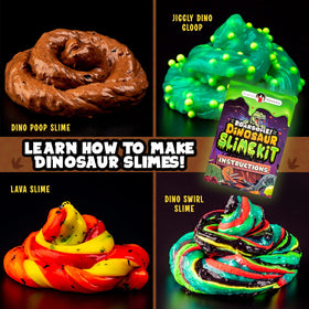 Original Stationery Dinosaur Slime Kit glitter slime sparkles under lights for night play.