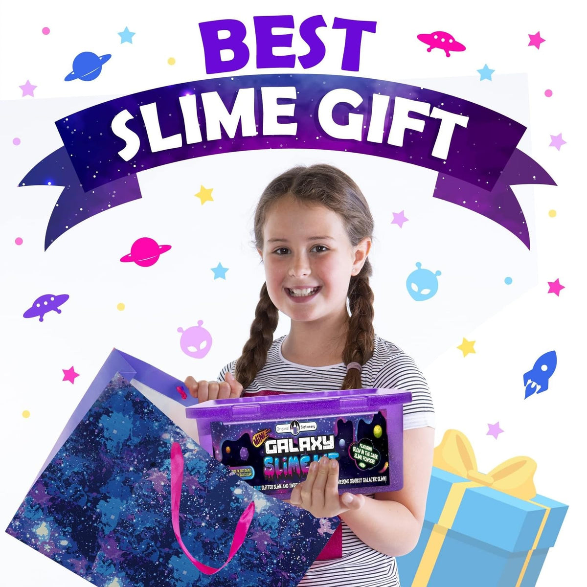 Original Stationery Galaxy Slime Kit glitter add-ins for sparkling slime projects.