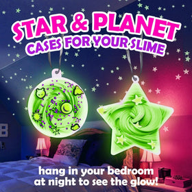 Original Stationery Galaxy Slime Kit glow elements add night-time sparkle to creations.