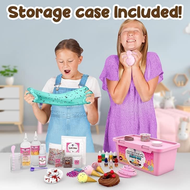 Original Stationery Ice Cream Slime Kit cherry toppers add playful decoration.