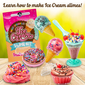 Original Stationery ice cream slime kit color palette shows bright, playful hues.