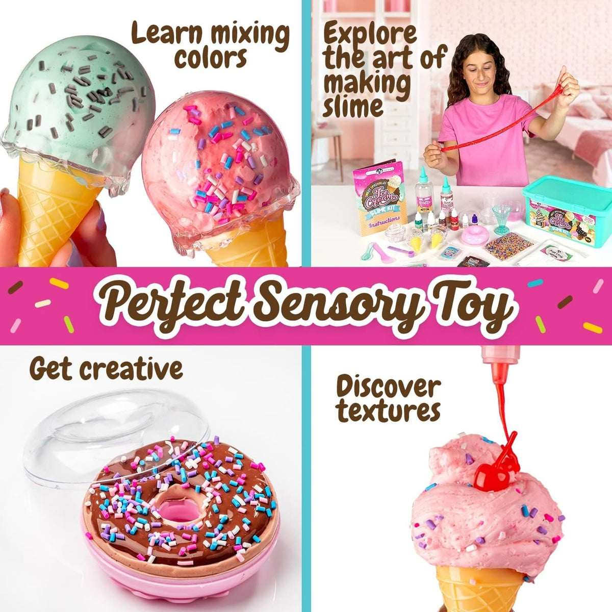 Original Stationery ice cream slime kit donut slime with sprinkles sparks creative themes.