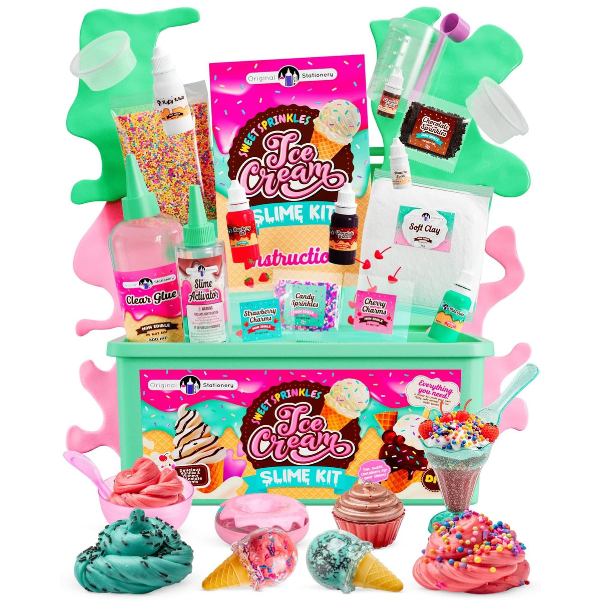 Original Stationery ice cream slime kit packaging invites kids to start crafting joyfully.